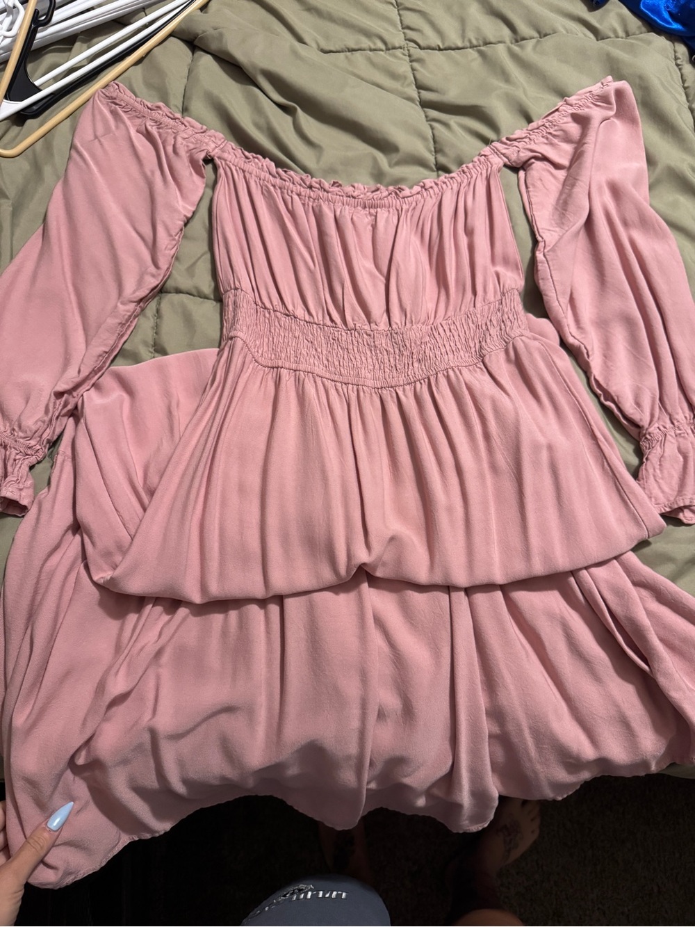 Off-Shoulder Maxi Dress in Dusty Pink